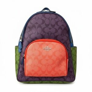 RARE Coach Court Multicolor Backpack in Block Signature Canvas CA156 NWOT